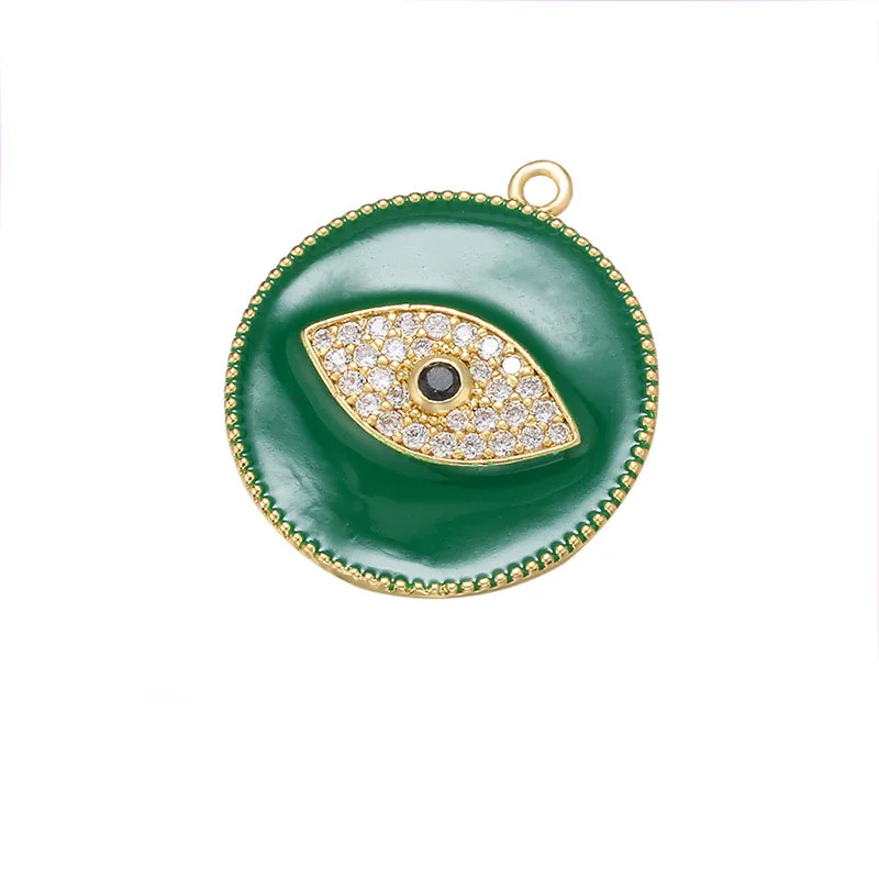 

CZ7953 2020 Spring pendant Jewelry Chic Enamel Blue Red White Black CZ Micro pave Eye Disc Pendants