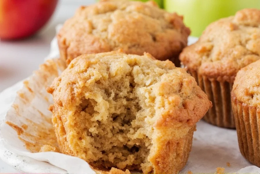 Step-by-step process of making cinnamon apple muffins showing mixing ingredients and filling muffin tins