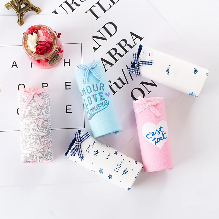 
Young School Little Teen Girl Cute Flower Printed Underwear 100 % Cotton Panties For Girls 