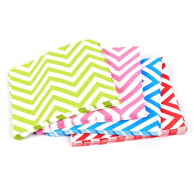

Fast Delivery Paper Napkins Party Set Party Decoration Disposable Napkins 33*33cm, Pink, red, blue, green(stripes, raised grain, lettering printed)