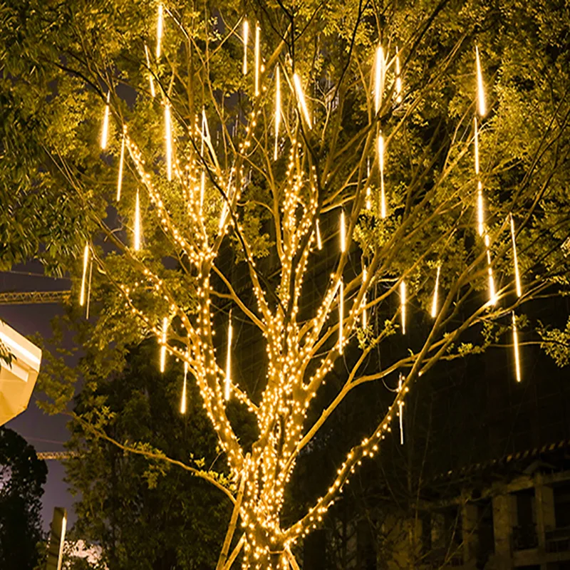 Christmas Decor Outdoor Led Meteor Shower Lights Rain Falling Tube
