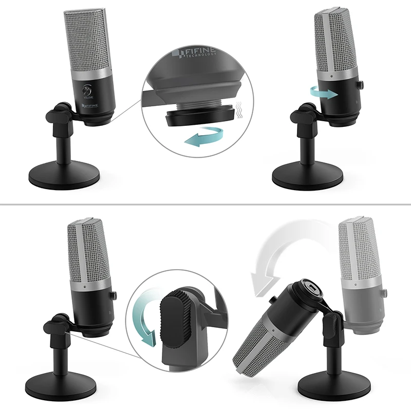
Fifine Style Laptop Microphone Professional Condenser Microphone USB for Windows Mac OS K670 