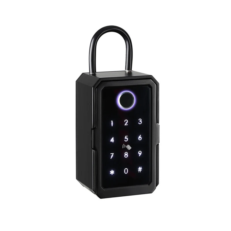 

Anti-Peep Smart Key Box Keypad Fingerprint Card Open Key Box With Alarm Tuya Bluetooth Safe Wall Key Box Door Lock