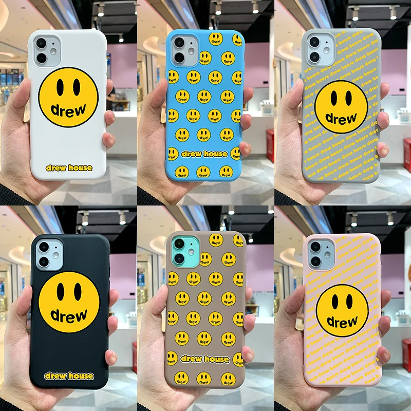 

Pop smiley Phone Case for iPhone 12 11 Pro Xs X XR Max 8 7 SE 6 6S Mini Silicone Cases Soft Black Cover, 18color