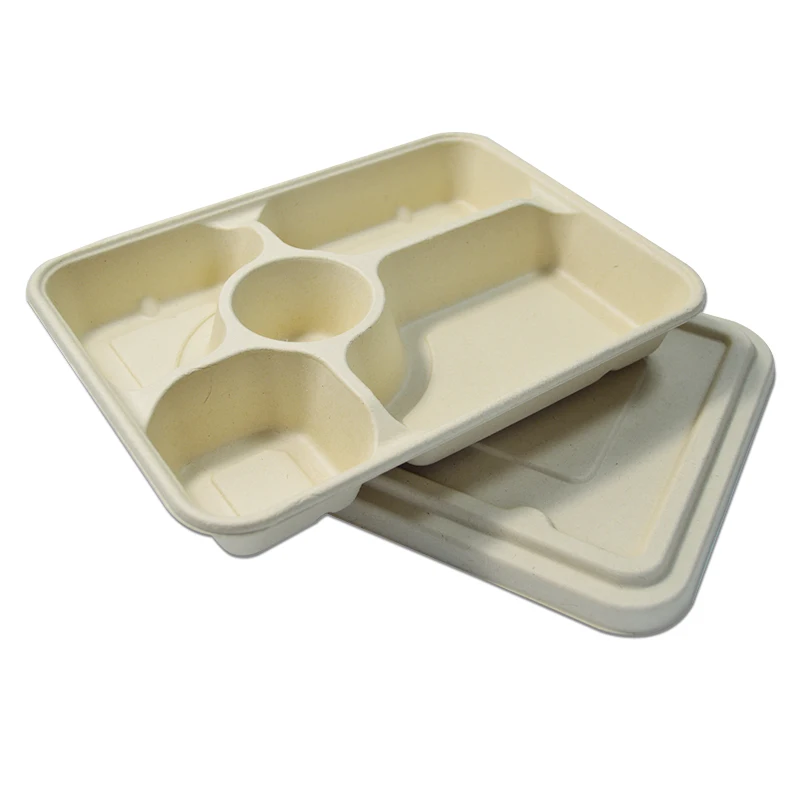 

Biodegradable Throw Away Lunch Containers Lunch Box Wheat Straw 5 Compartments Take Out Lunch Boxes, Black, white, red, green or customized