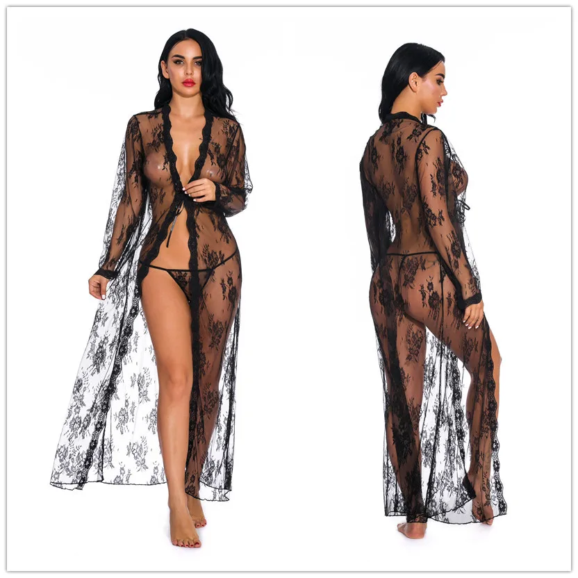 

Amazon Top Seller Lingerie Women Sexy Lingeries Long Lace Dress Sheer Gown See Through pajama, Customer's require