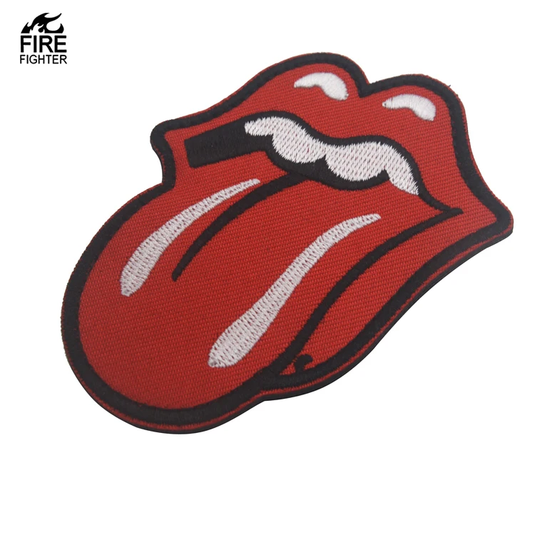 

Embroidered Application Rolling Stone Tongue Patch for bag clothing, Customized colors