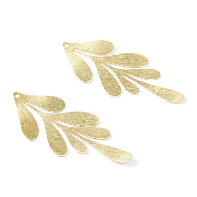 

PP1989 - 6 Pcs /1 Bag - 62x26x0.64mm - Earring Findings - Textured Leaf Shaped Raw Brass Pendant - Brass Leaf Charms