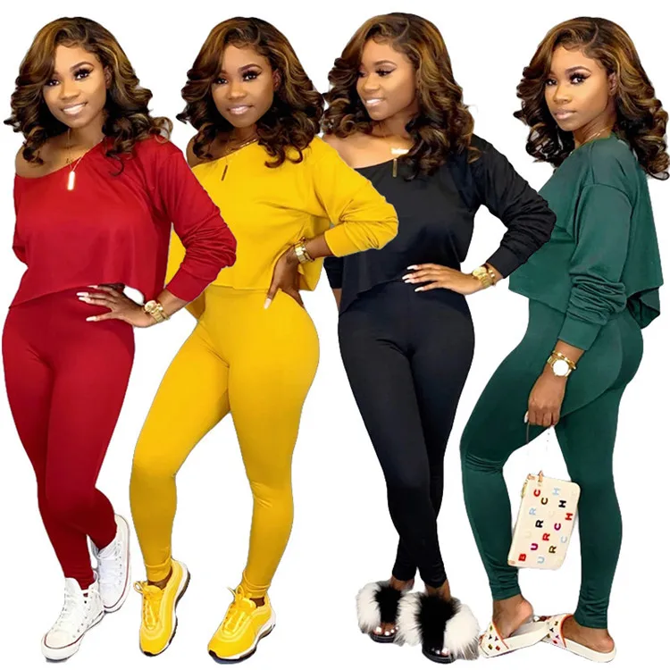 

2021 High Quality New Styles Solid Color Strapless Loose Long Sleeve Suits Set For Women Casual Suits, Different colors and support to customized
