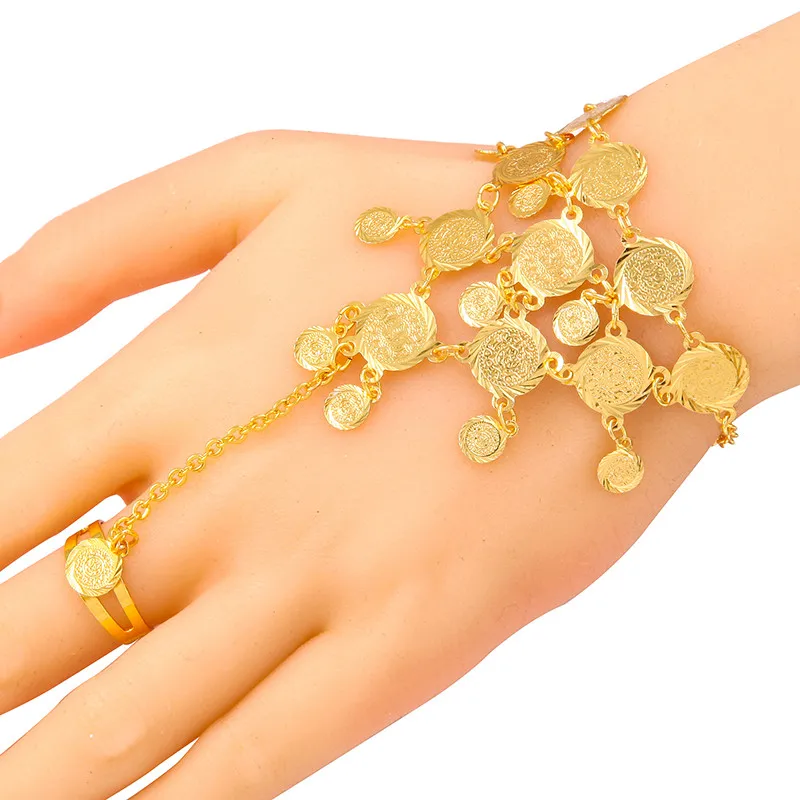 

Ethlyn Adult/Baby Coin Bracelet for Women Arab Middle Eastern Gift Gold Coins Middle Eastern Wedding Bracelet B33B