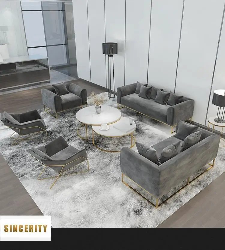 Indoor modern black grey 3+2+1+1+1 sets rectangular livingroom set leather sofa furniture