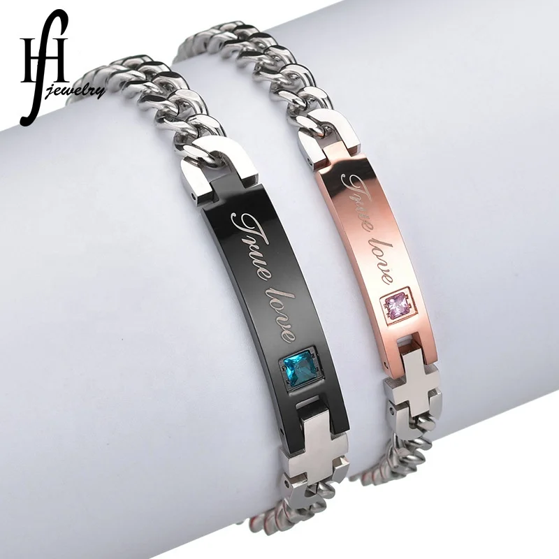 

1 Pcs Unique Gift Couple Stainless Steel Bracelets for Women Men Jewelry