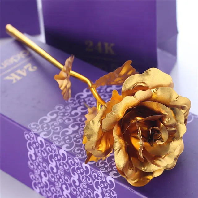 

QSLHC852 Wholesale Gold Foil Valentine's Day Gift 24k Golden Rose with Gift Box
