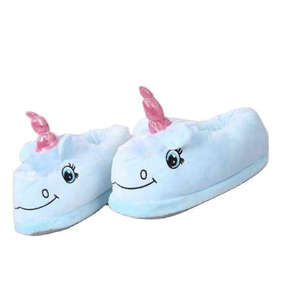 

Autumn and winter fashion cute cartoon unicorn new plush slippers for men and women indoor warm non-slip shoes, Pink/blue/purple