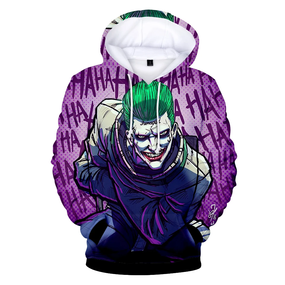 Custom Embroidered Hoodies Joker 3d Printed Hoodies High Quality Hoodie Men Hip Hop Hoodies Drawstrings