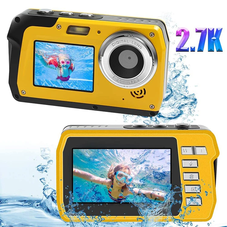 

Ultra HD 2.7K Dual Screen Underwater Camera for Swimming and Camping Waterproof Digital Camera