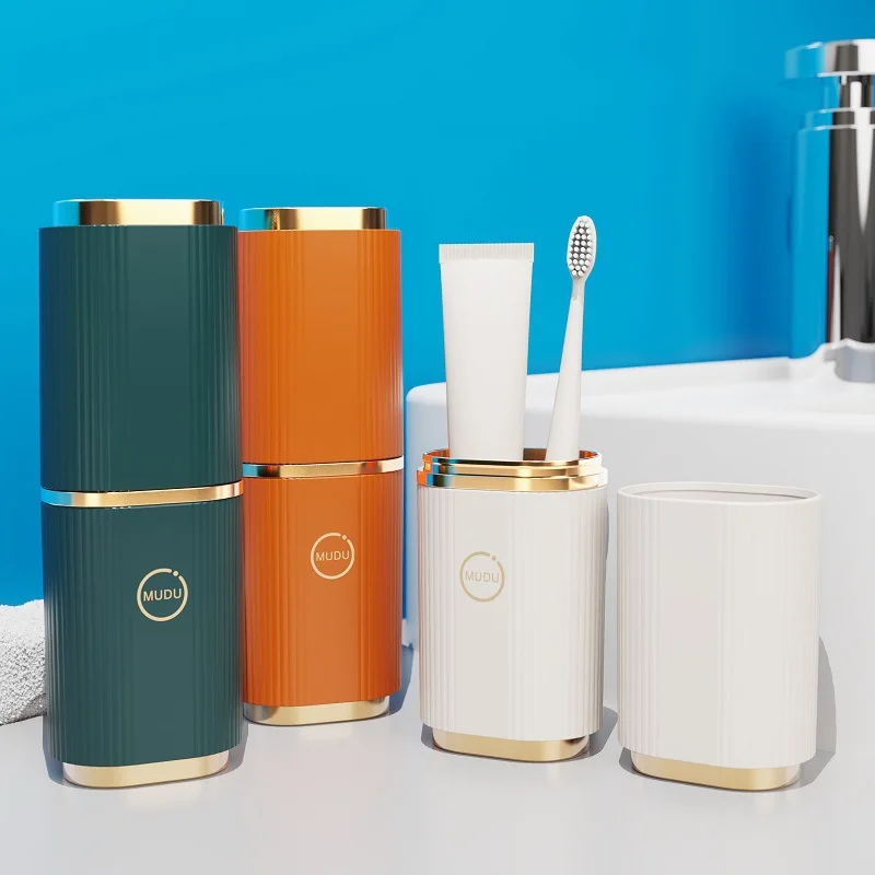 Fashion Travel Portable Sealed Toothbrush Toothpaste Storage Box Double Mouthwash Cup Wash Cup Plastic Toothbrush Case