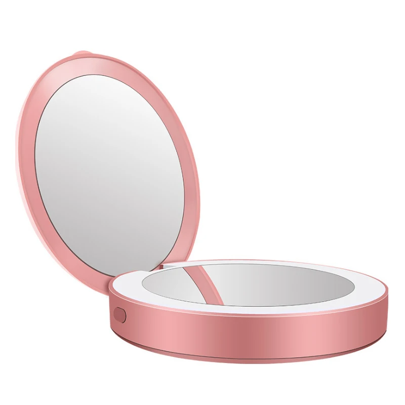 

Amazon Wish Hot Selling Cosmetic Fashion Mini Pink Mirror Power Bank Mirror And Light Powerbank For Women With Led, White / red / pink / black / golden