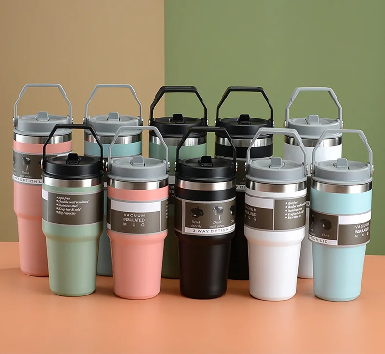 

2023 New Fba Hot Sales 30OZ Adventure Quencher 18/8 Vacuum Travel Tumbler With Handle And Straw Customize Logo Ready To Ship