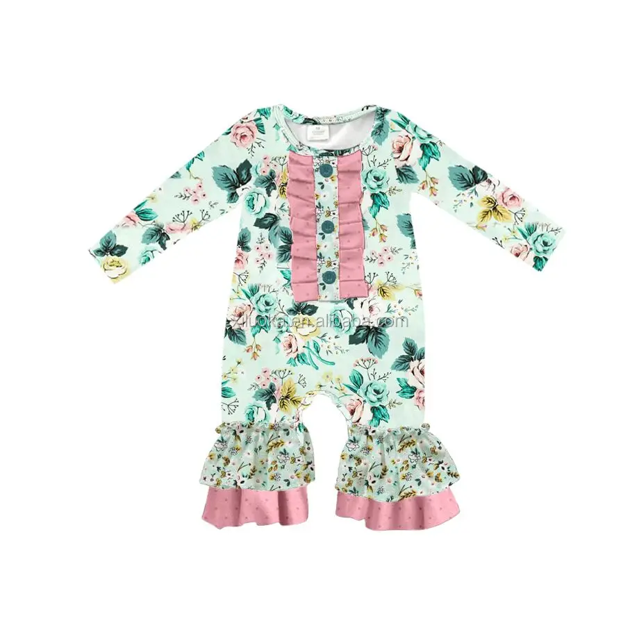 

Bulk Wholesale Infant Floral Clothing Long Sleeve Baby Girl Ruffle Romper, Picture