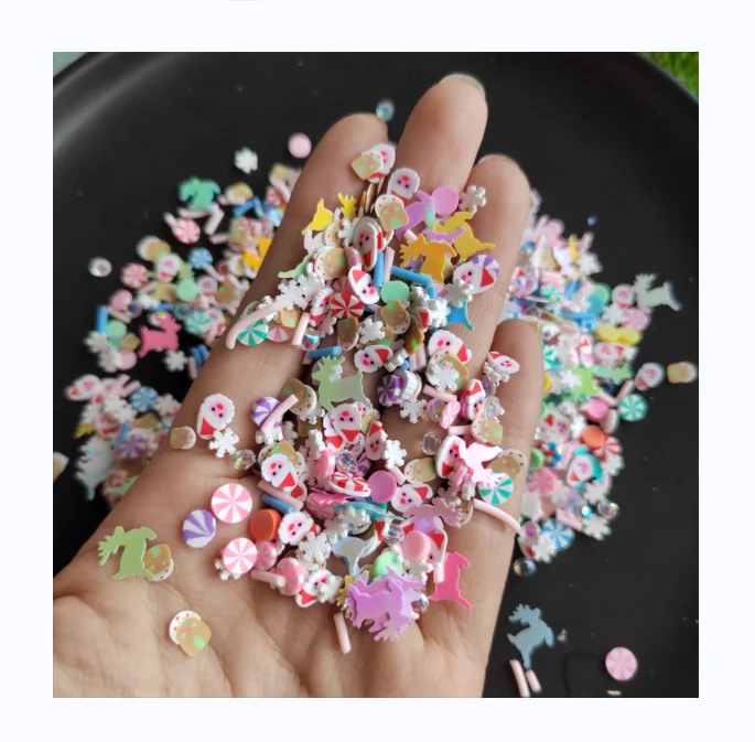 

Pastel Color Polymer Clay Slice Christmas Sprinkles DIY Shaker Slime Filling Nail Art Decoration