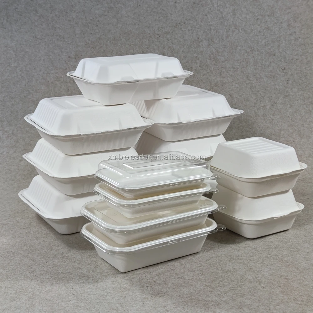

Eco-friebdly 100% Biodegradable disposable take-away fast food packaging box, White