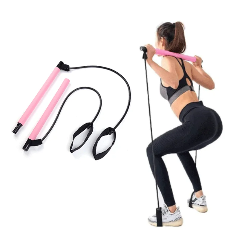 

Portable Yoga exercise Pilates Stick with Resistance Band Pilates Bar