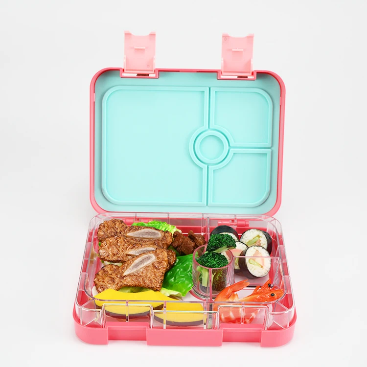 

4 Compartments Kids Bento Lunch Box Plastic Box Tritan Microwave Safe Mini Lunch Boxes Bento, Blue/green/pink/purple