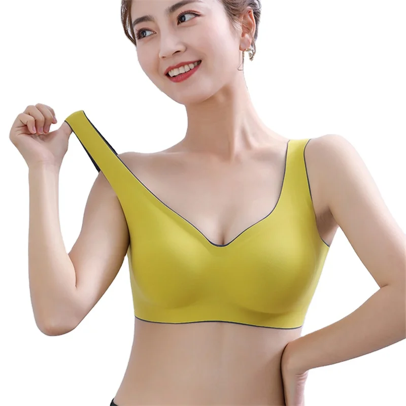 

Breathable comfortable Traceless Seamless Beha Sutia Easy leisure Sleep Yoga Workout latex Vest ice silk laser cut bh Bra