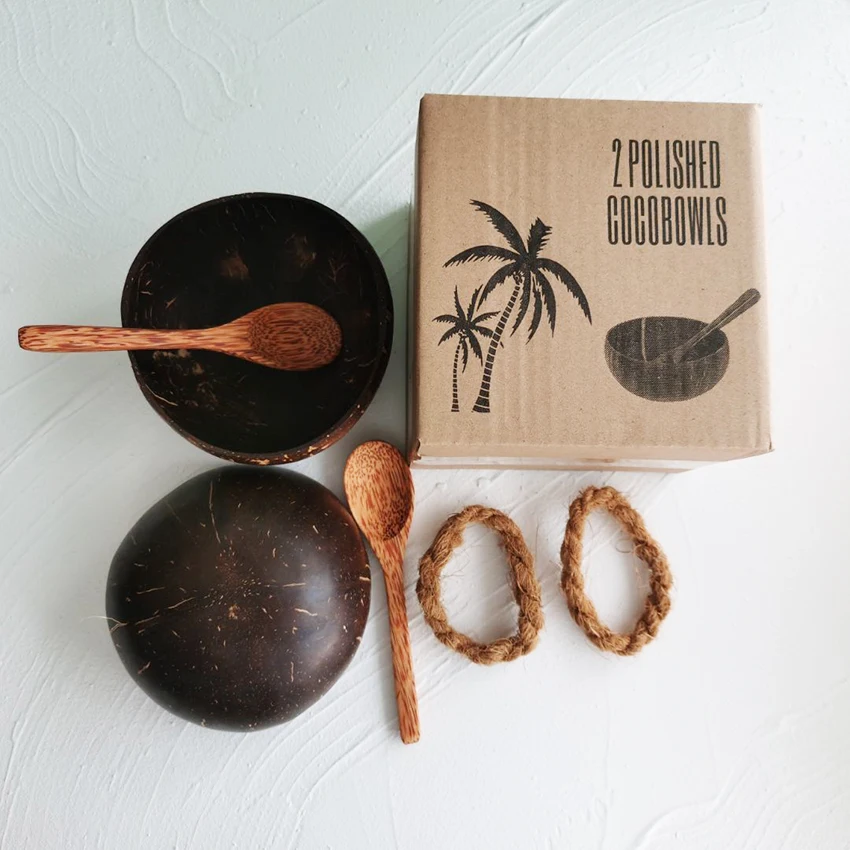 

Amazon natural coconut bowls made in vietnam eco friendly coconut shell bowls with spoon coconut bowls set, Natural color