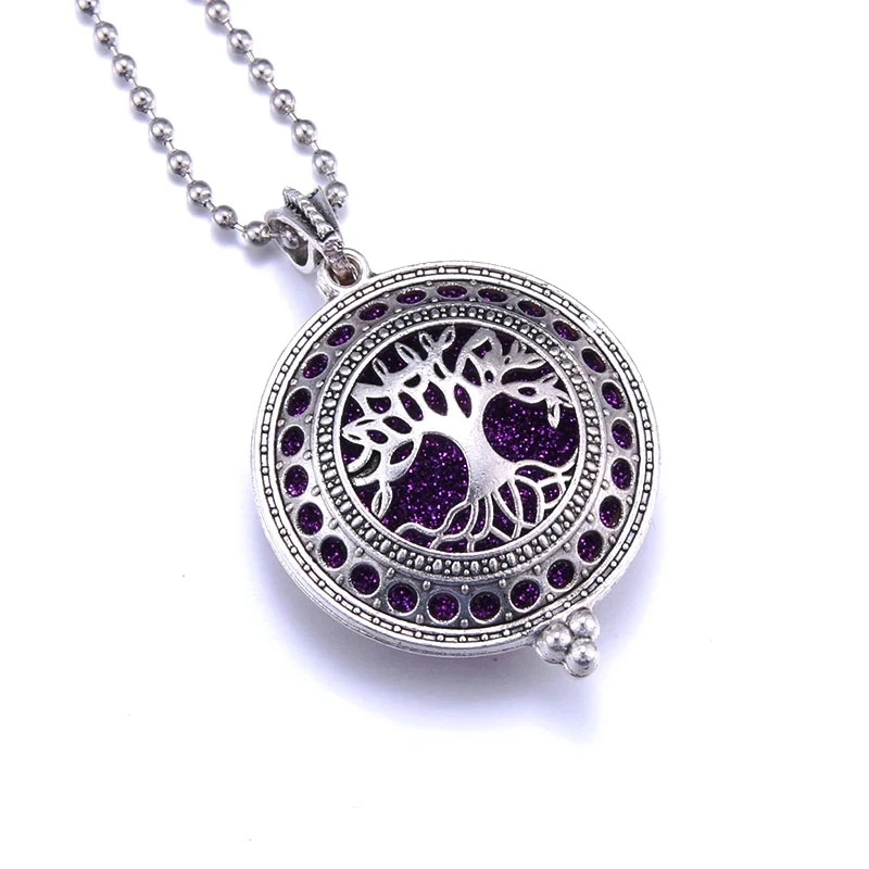 

Tree Of Life Aroma Box Necklace Magnetic Stainless Steel Aromatherapy Essential Oil Diffuser Perfume Box Locket Pendant Jewelry, As picture