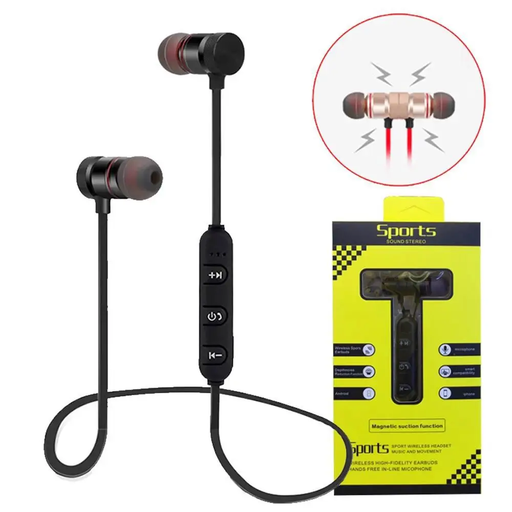 

5.0 BT earphone sports neckband magnetic wireless earphones stereo earbuds music metal headphones with mic for all phones