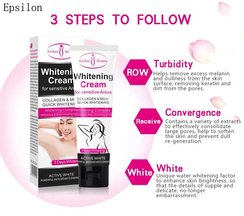 

Epsilon Aichun beauty Moisturizing cream Quick 3 days Body Lotion Natural Care Black Skin Whitening Cream for face&body, Milk white