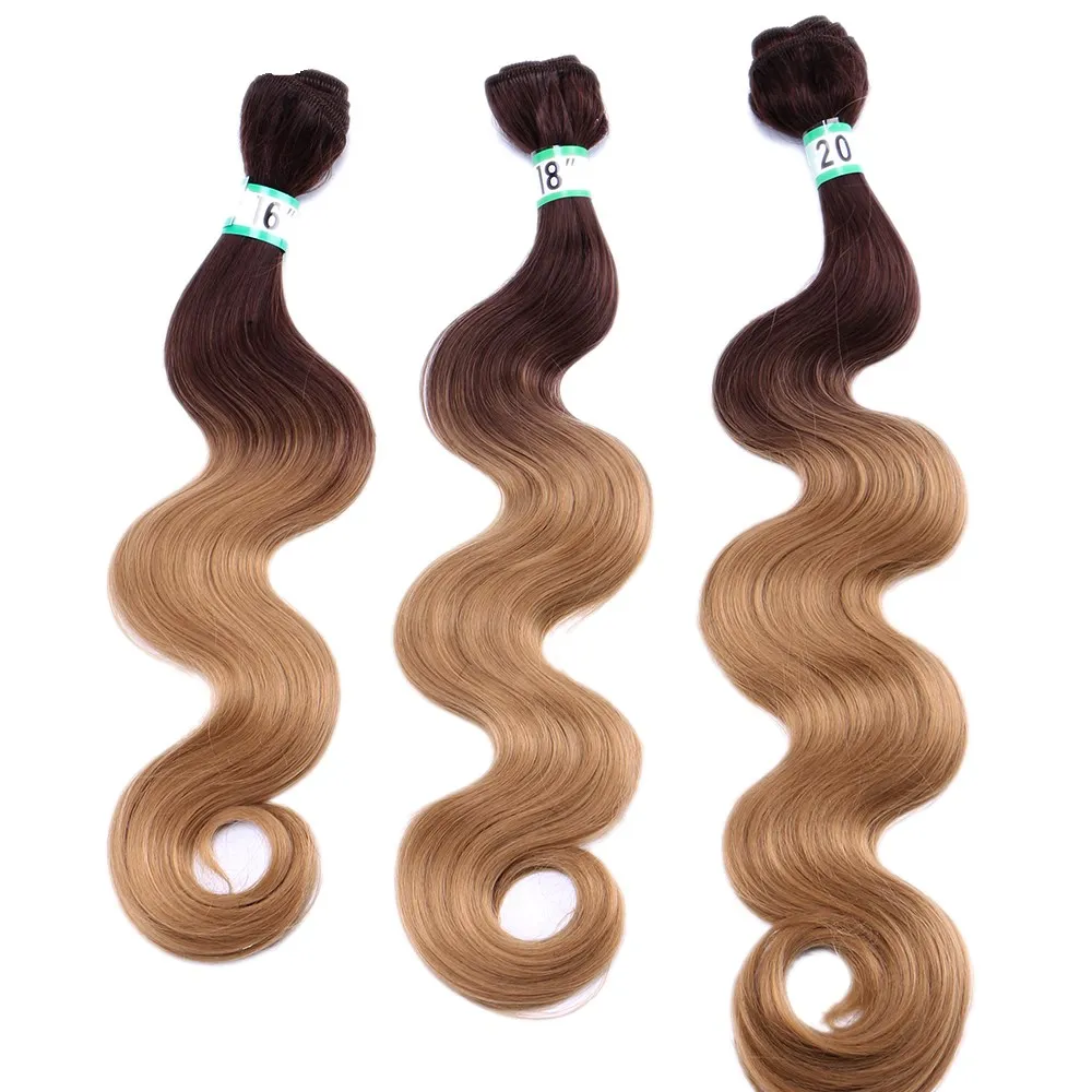 

Wholesale Natural ombre Body Wave Hair Bundles Black Curly Weave Wavy Synthetic Hair Extensions For Women Hair Bundles, 25 colors are available