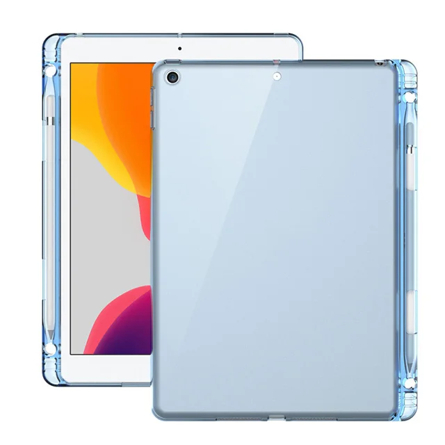 

For iPad Pro 10.2 Clear Soft TPU Tablet Case With Pen Holder Protective Case