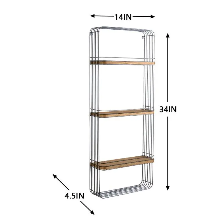 

Mayco Metal Wire Rectangle Design Floating Wall Mounted Storage Shelf, Black