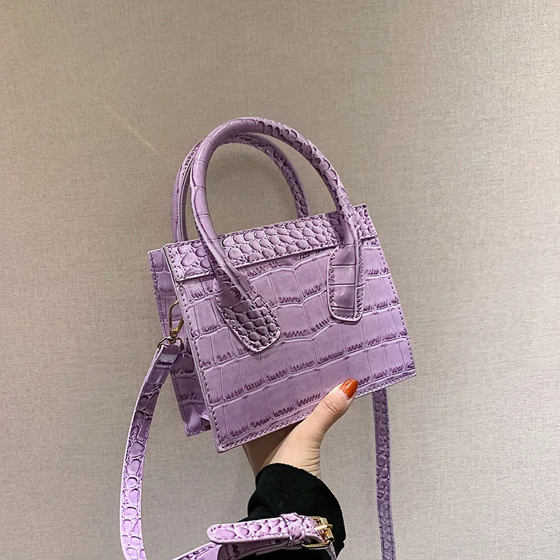 

Spring fashion bright crocodile pattern mini purse cute small tote bags 2021 handbags for women, 5colors