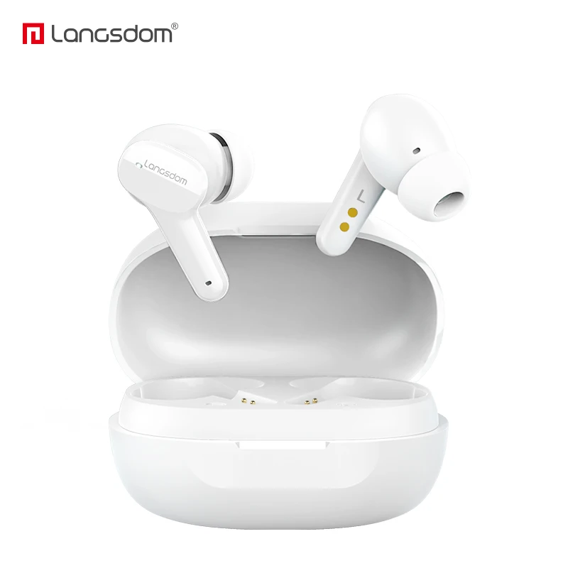 

Langsdom T26A TWS ANC Wireless V5.0 Earphone S1 Active Noise Cancelling Hi-Fi Headphones Touch Control Gaming Earbuds, White