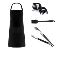 

4PCS BBQ Grill Tools Cooking Apron Set with Food Tongs and Meat Claw Chicken Shredder