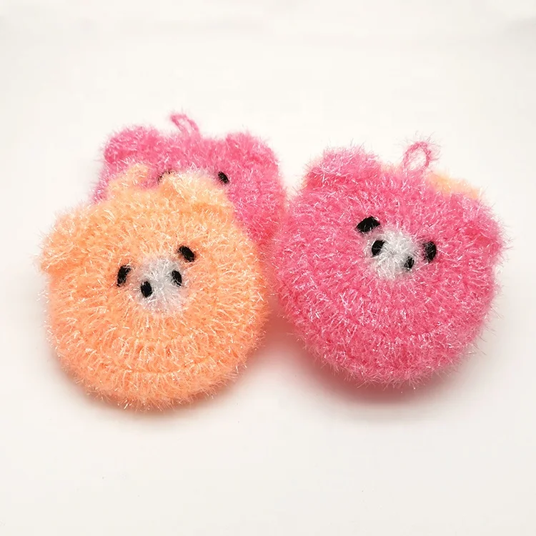 

lovely hand crochet acrylic pig dish scrubber