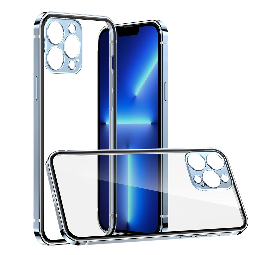 

Designer Cell Phone Case Shenzhen For Iphone 14 Dropprotection Stainless Steel Frame Phone Case With Electroplating Pc Lens