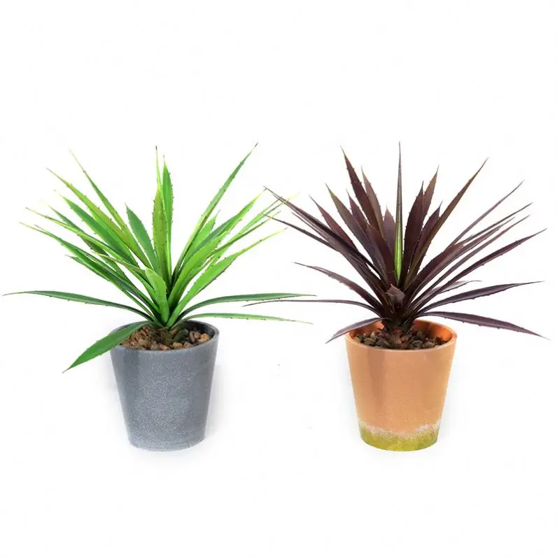

High quality Small artificial plants cheap faux sisal plant agave plants for shopping mall supermarket, Green/red color