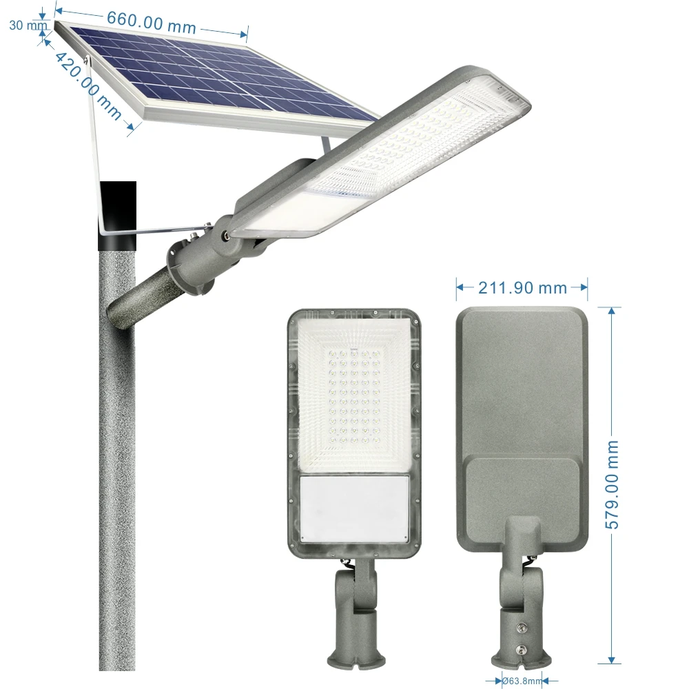 KCD 30W 60W 100W  Lampadaire Solaire Led Street Light  SMD Outdoor Integrated SolarLed Street Light Led Streetlight
