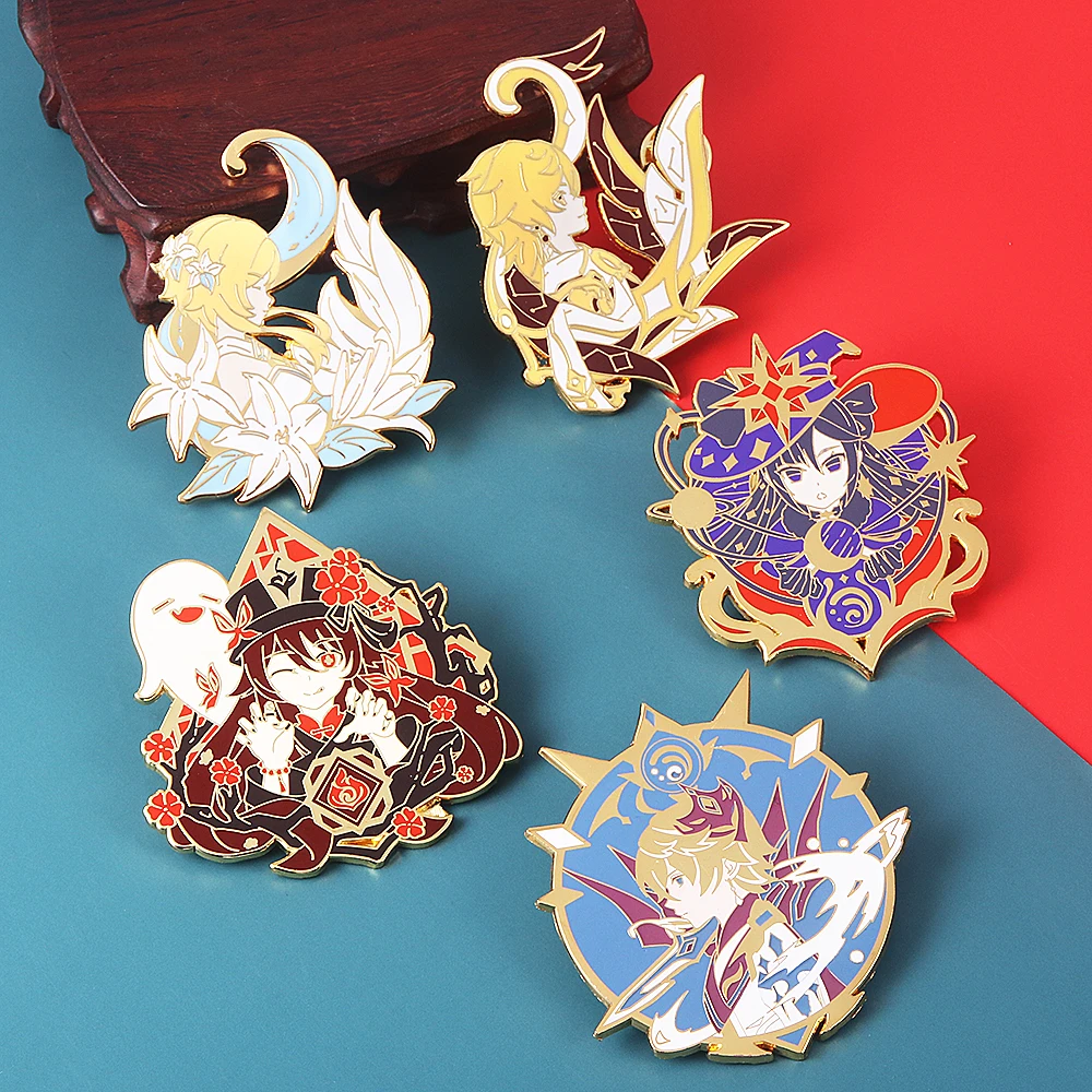 

Genshin Impact Accessories Tartaglia Traveler Figure Enamel Anime Brooch