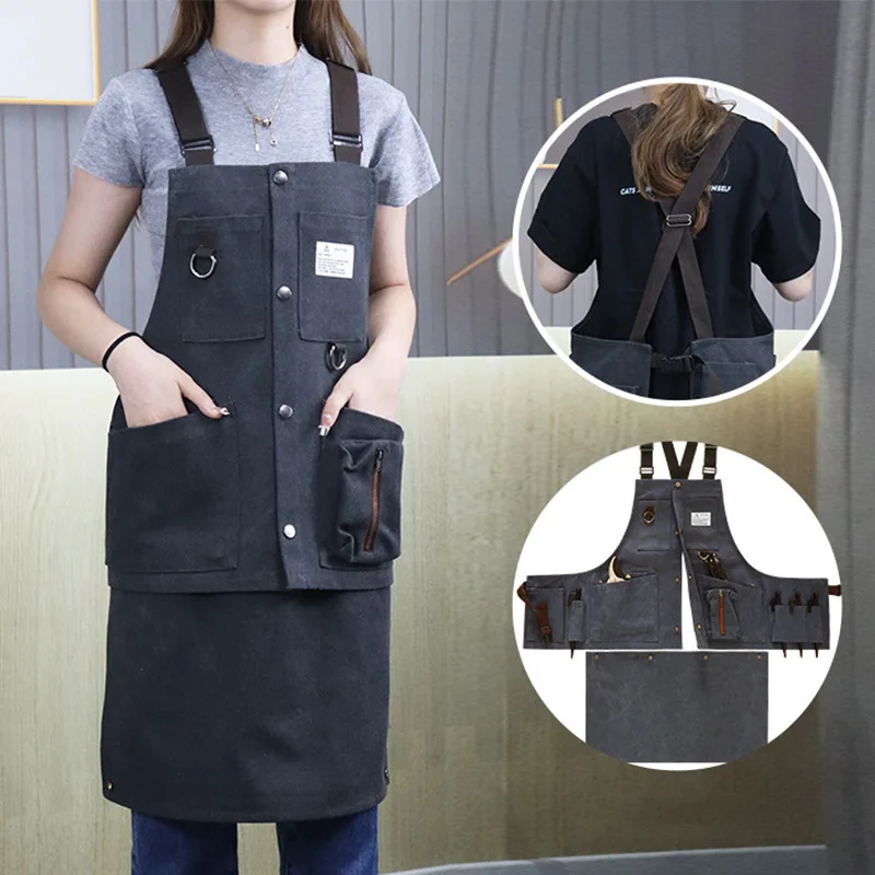 Detachable Thick Canvas Apron for Garden Electrician Carpenter Shoemaker Multi-pocket Tool Apron Custom Logo