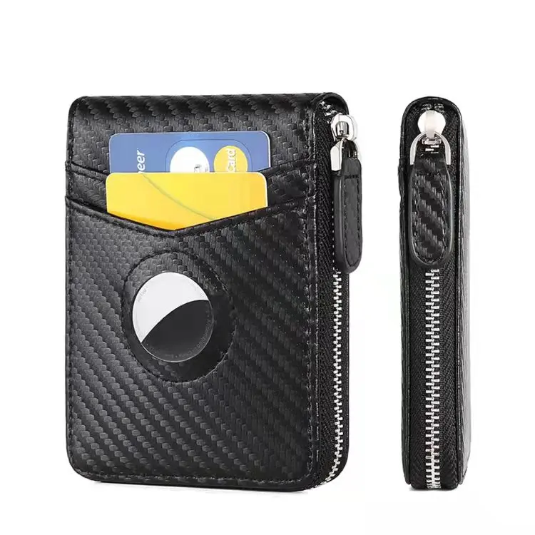 

Leyi Portable Slim Cases With Air Tag Full Signal RFID Blocking Real Carbon Fiber Card Holder Tracker For Airtag Case Wallet