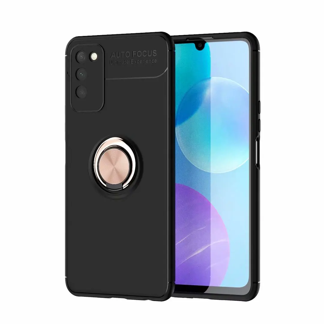

Metal Finger Ring Holder TPU Case Magnetic Adsorption Car Mount Holder Mobile Phone Case for HUAWEI HONOR 30 Youth, As pictures