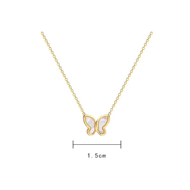 

Women Jewelry Butterfly Choker Necklace White Agate Necklace Gold Plated Sterling Silver Rope Chain Necklaces Hiphop Titanium