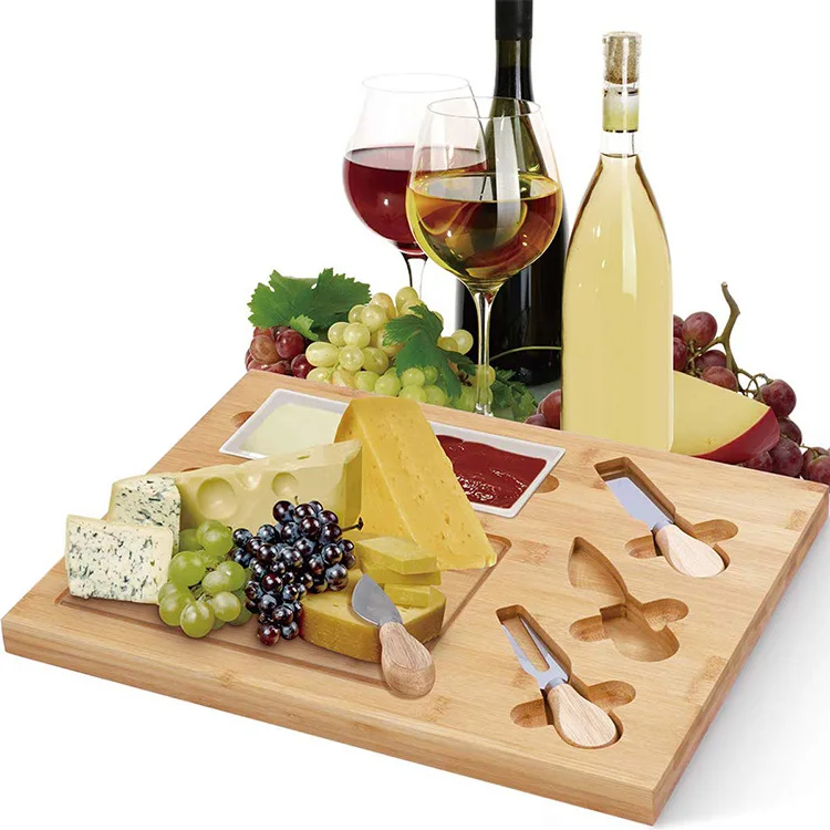 

Creative kitchen tool knife fork cutting board combination, Wood color