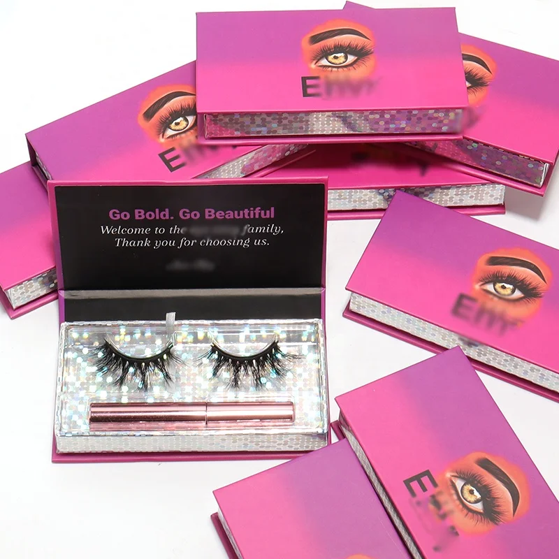

3d Mink Lashes False Magnetic Lashes Magnetic Eyeliner Kit Cheapest Factory Wholesale Price Custom Eyelashes Kit False Eyelash E, Natural black